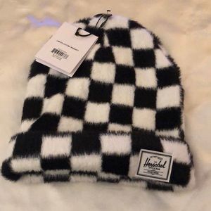 Herschel Supply Company Polson Black & White Faux Mohair Cuffed Beanie Hat OS